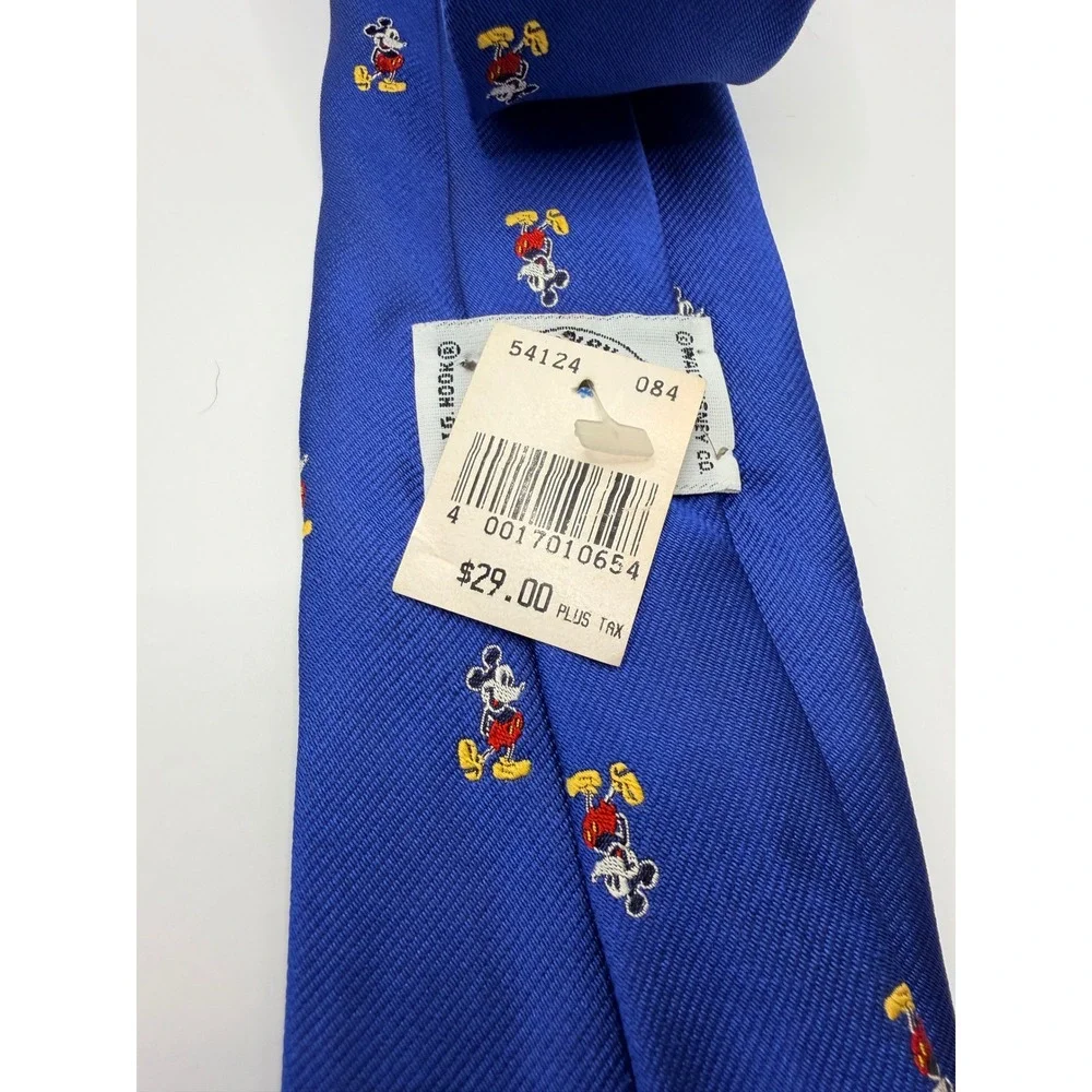 Mickey & Co J.G. Hook Mens Silk Tie Blue Mickey Mouse Embroidered Vintage NWT